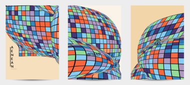 Parlak renkli arkaplanda dalgalı kabartmalı şekillere sahip soyut ağ şablonları. Sosyal medya web sayfası ya da iniş sayfası. Yumuşak sıvı renklerle akışkan ışıklandırma efekti.