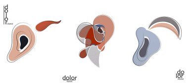 Soyut el çizimi vektör sanatsal logo seti beyaza izole edildi. Çizgi sanatsal çizim ve doku. Retro düz renkler organik doğal Eko gıda tasarımı. Organik sağlıklı vejetaryen karalaması..