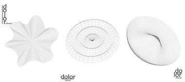 Soyut vektör tel çerçeve geometrik şekil seti. Düşük polyester ağ logosu tasarımı. Fütürist nesne tasarım elemanı. Bilim teknolojisi için 3 boyutlu dijital matematik modeli. Çizgi sanatı arkaplanı.