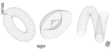 Soyut vektör tel çerçeve geometrik şekil seti. Düşük polyester ağ logosu tasarımı. Fütürist nesne tasarım elemanı. Bilim teknolojisi için 3 boyutlu dijital matematik modeli. Çizgi sanatı arkaplanı.