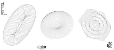 Soyut vektör tel çerçeve geometrik şekil seti. Düşük polyester ağ logosu tasarımı. Fütürist nesne tasarım elemanı. Bilim teknolojisi için 3 boyutlu dijital matematik modeli. Çizgi sanatı arkaplanı.