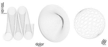 Soyut vektör tel çerçeve geometrik şekil seti. Düşük polyester ağ logosu tasarımı. Fütürist nesne tasarım elemanı. Bilim teknolojisi için 3 boyutlu dijital matematik modeli. Çizgi sanatı arkaplanı.