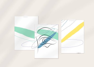 Modern kart seti şablonunda soyut otantik portre. Bir çizgi sürekli çizilmiş karalama vektör çizimi. Modern Kübizm Sanatı tarzında çağdaş kompozisyon. Gölge örtüsüyle ayarlayın.