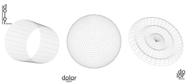 Soyut vektör tel çerçeve geometrik şekil seti. Düşük polyester ağ logosu tasarımı. Fütürist nesne tasarım elemanı. Bilim teknolojisi için 3 boyutlu dijital matematik modeli. Çizgi sanatı arkaplanı.