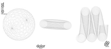 Soyut vektör tel çerçeve geometrik şekil seti. Düşük polyester ağ logosu tasarımı. Fütürist nesne tasarım elemanı. Bilim teknolojisi için 3 boyutlu dijital matematik modeli. Çizgi sanatı arkaplanı.
