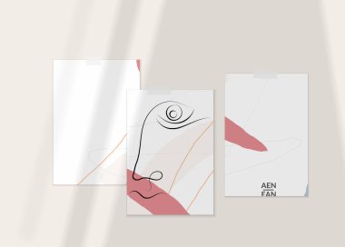 Soyut çizgi sürekli yüz. Şekiller ve çizgilerle organik pastel dokulara bakan bir kadının portresi. Modern Kübizm Sanatı tarzında çağdaş kompozisyon. Duvar sanatı gölgelerle süslenir..