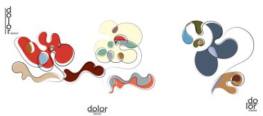 Soyut el çizimi vektör sanatsal logo seti beyaza izole edildi. Çizgi sanatsal çizim ve doku. Retro düz renkler organik doğal Eko gıda tasarımı. Organik sağlıklı vejetaryen karalaması..