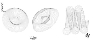 Soyut vektör tel çerçeve geometrik şekil seti. Düşük polyester ağ logosu tasarımı. Fütürist nesne tasarım elemanı. Bilim teknolojisi için 3 boyutlu dijital matematik modeli. Çizgi sanatı arkaplanı.