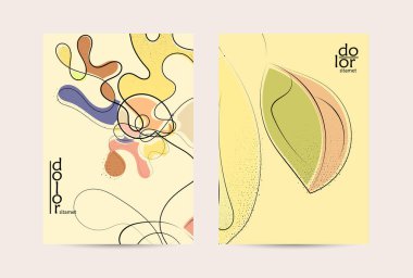 Vektör uçucu şablonu. Soyut el şafağı meyve posteri. Grange desenli düz tasarım. Organik doğal gıda sanatsal illüstrasyonu. Düzgün kıvrımlı çizgi çizgi çizgi çizgi çizgi logosu.