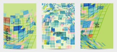 Kare piksel mozaik şekli bozulmuş. Şeffaf gecekonducular dinamik hareket etkisi yaratır. Soyut hava balonu vektör arkaplanı.