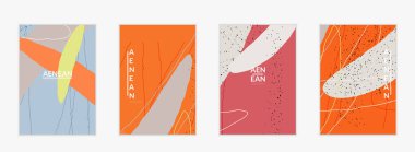 Sosyal medya arka plan şablonu. Elle çizilmiş organik doğal karışımlı şekiller. Dalgalı çizgiler egzotik tropikal tasarım yaratır. Pazarlama teknolojisi için vektör illüstrasyon. Modern çağdaş biçim.