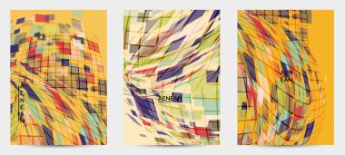 Kare piksel mozaik şekli bozulmuş. Şeffaf gecekonducular dinamik hareket etkisi yaratır. Soyut hava balonu vektör arkaplanı.