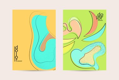 Vektör uçucu şablonu. Soyut el şafağı meyve posteri. Grange desenli düz tasarım. Organik doğal gıda sanatsal illüstrasyonu. Düzgün kıvrımlı çizgi çizgi çizgi çizgi çizgi logosu.