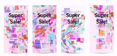 Kare piksel mozaik şekli bozulmuş. Şeffaf gecekonducular dinamik hareket etkisi yaratır. Soyut hava balonu vektör arkaplanı.