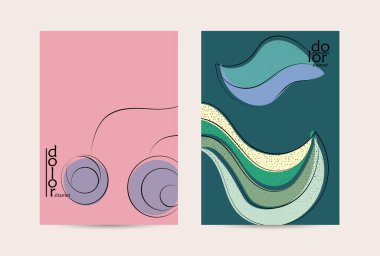 Eko ambalaj vektör tasarımı. Düz renkli meyve logosu ve grunge deseni. Doodle sebze çiziyor. Sağlıklı yiyecek. Vegan cıvata eskiz posteri. Yaz organik taze kavram.