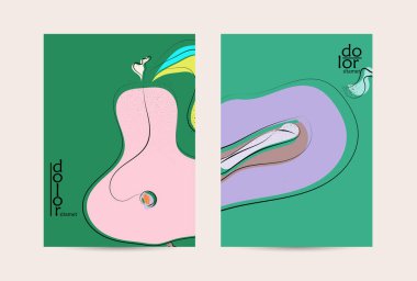 Eko ambalaj vektör tasarımı. Düz renkli meyve logosu ve grunge deseni. Doodle sebze çiziyor. Sağlıklı yiyecek. Vegan cıvata eskiz posteri. Yaz organik taze kavram.