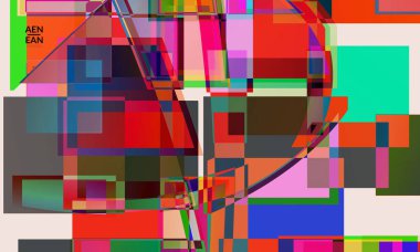 Soyut vektör duvar kağıdı. Büyük, renkli, örtüşen kareler. Retro TV test hatası dijital sanat. Piksel düzensiz geometrik desen. Büyük veri siber uzay bilgisayarlı filtrelenmiş doku.