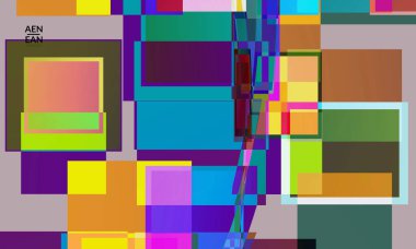 Soyut vektör duvar kağıdı. Büyük, renkli, örtüşen kareler. Retro TV test hatası dijital sanat. Piksel düzensiz geometrik desen. Büyük veri siber uzay bilgisayarlı filtrelenmiş doku.