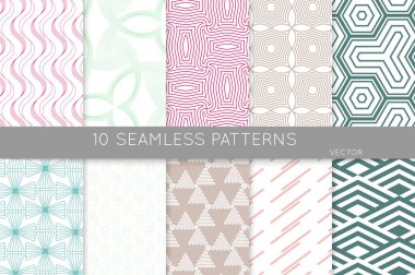 Basit geometrik dokular. Kusursuz geometrik minimalist desenlerin toplanması. Arka planlar ve duvar kağıtları. Tekstil süsü. Düzgünce gruplandırılmış ve katmanlanmış sürükleme ve kumaş paletine bırak.