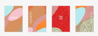 Sosyal medya arka plan şablonu. Elle çizilmiş organik doğal karışımlı şekiller. Dalgalı çizgiler egzotik tropikal tasarım yaratır. Pazarlama teknolojisi için vektör illüstrasyon. Modern çağdaş biçim.