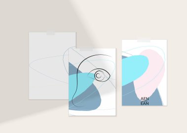 Modern kart seti şablonunda soyut otantik portre. Bir çizgi sürekli çizilmiş karalama vektör çizimi. Modern Kübizm Sanatı tarzında çağdaş kompozisyon. Gölge örtüsüyle ayarlayın.