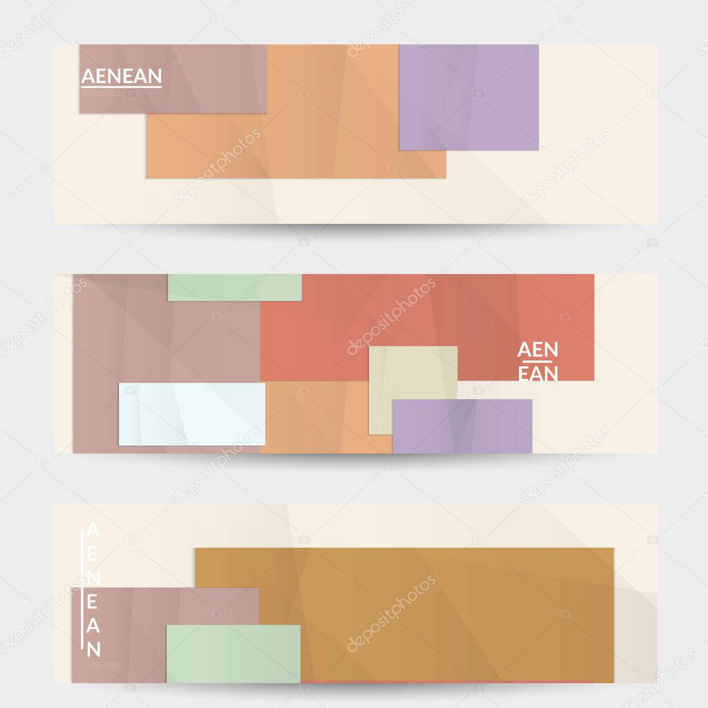 Abstract vector banner template with folded paper overlapping geometric shapes. Environmental design with cut out geometric objects made of recycled reused paper. Top view geometric pattern.