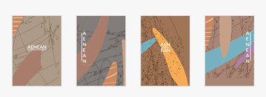 Sosyal medya arka plan şablonu. Elle çizilmiş organik doğal karışımlı şekiller. Dalgalı çizgiler egzotik tropikal tasarım yaratır. Pazarlama teknolojisi için vektör illüstrasyon. Modern çağdaş biçim.