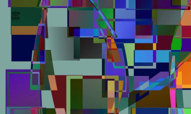 Soyut vektör duvar kağıdı. Büyük, renkli, örtüşen kareler. Retro TV test hatası dijital sanat. Piksel düzensiz geometrik desen. Büyük veri siber uzay bilgisayarlı filtrelenmiş doku.