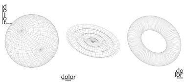 Soyut vektör ağ nesne simgesi seti. Çokgen geometrik şekil. Matematik ya da kimya için bilgisayar modelliği. Çizgi optik sanat tasarımı. Dalgalı bir yüzey. Kablo çerçeve logo tasarımı. 