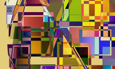 Soyut vektör duvar kağıdı. Büyük, renkli, örtüşen kareler. Retro TV test hatası dijital sanat. Piksel düzensiz geometrik desen. Büyük veri siber uzay bilgisayarlı filtrelenmiş doku.