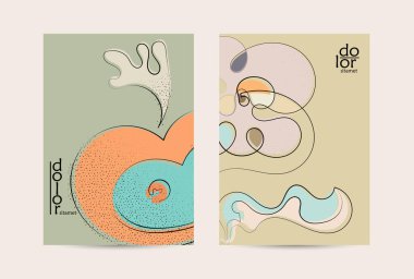 Vektör uçucu şablonu. Soyut el şafağı meyve posteri. Grange desenli düz tasarım. Organik doğal gıda sanatsal illüstrasyonu. Düzgün kıvrımlı çizgi çizgi çizgi çizgi çizgi logosu.