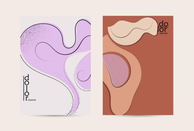 Retro düz renkli organik gıda broşürü. El çizimi meyve çizgisi logosu tasarımı. Yumuşak kıvrımlı grange desenli bitkisel çizgi çizgi. Sağlıklı beslenme broşürü düzeni.