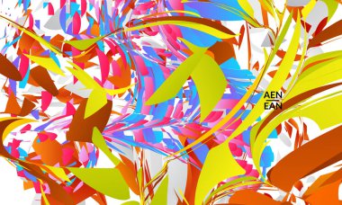 Parlak renkli küçük parçacık patlaması içeren soyut iniş sayfası şablonu. Spor müziği sosyal medya düzeni. Dış uzay hareketli optik sanat dinamik arka planı. Gelecekçi vektör.