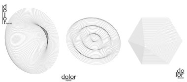 Soyut vektör ağ nesne simgesi seti. Çokgen geometrik şekil. Matematik ya da kimya için bilgisayar modelliği. Çizgi optik sanat tasarımı. Dalgalı bir yüzey. Kablo çerçeve logo tasarımı. 