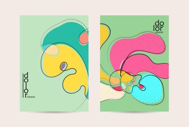 Vektör uçucu şablonu. Soyut el şafağı meyve posteri. Grange desenli düz tasarım. Organik doğal gıda sanatsal illüstrasyonu. Düzgün kıvrımlı çizgi çizgi çizgi çizgi çizgi logosu.