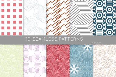 Basit geometrik dokular. Kusursuz geometrik minimalist desenlerin toplanması. Arka planlar ve duvar kağıtları. Tekstil süsü. Düzgünce gruplandırılmış ve katmanlanmış sürükleme ve kumaş paletine bırak.