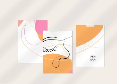 Modern kart seti şablonunda soyut otantik portre. Bir çizgi sürekli çizilmiş karalama vektör çizimi. Modern Kübizm Sanatı tarzında çağdaş kompozisyon. Gölge örtüsüyle ayarlayın.