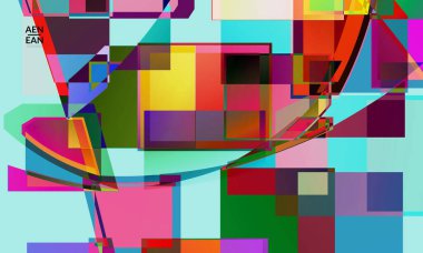 Soyut vektör duvar kağıdı. Büyük, renkli, örtüşen kareler. Retro TV test hatası dijital sanat. Piksel düzensiz geometrik desen. Büyük veri siber uzay bilgisayarlı filtrelenmiş doku.