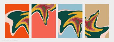 Soyut üç boyutlu kağıt, sanatı keser. Dalgalı kağıt işçiliğiyle renkli bir arka plan. Sanatsal vektör gerçekçi gölgeli şekilleri kesiyor. Parlak oyma dokusu. Topografi yardım taklidi.