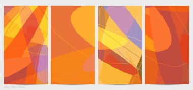 Asgari moda tarzında bir grup vektör soyut yaratıcı arka plan. Sosyal medya için modern şablonlar. Eğlenceli karalama şekli. Soyut geometrik şekilleri ve renkleri olan sanat manzarası.