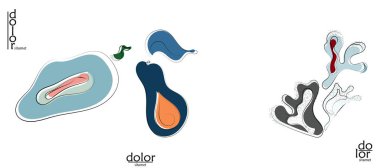 Soyut el çizimi vektör sanatsal logo seti beyaza izole edildi. Çizgi sanatsal çizim ve doku. Retro düz renkler organik doğal Eko gıda tasarımı. Organik sağlıklı vejetaryen karalaması..