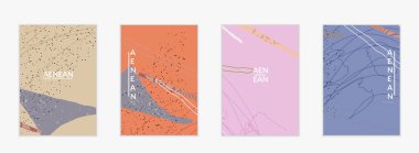 Retro hipster sanat baskısı ya da poster tasarımı. Dalgalı karışık şekiller. Üst üste çizilmiş el dokusu. Çizgiler, noktalar ve karalamalar egzotik tropikal arka plan yaratır. Doğal organik renkler.