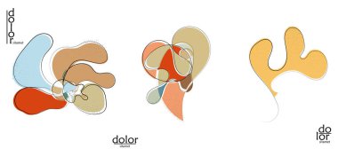 Soyut el çizimi vektör sanatsal logo seti beyaza izole edildi. Çizgi sanatsal çizim ve doku. Retro düz renkler organik doğal Eko gıda tasarımı. Organik sağlıklı vejetaryen karalaması..