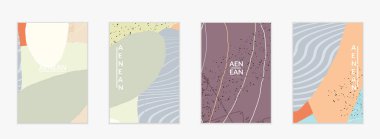 Doğal renklerde dalgalı karışık şekilli soyut vektör kapağı tasarımı. Çizgili ve karalamalı bir el. Modern çağdaş sanat. Satış tanıtımı olayı için poster ya da yazdırma şablonu.