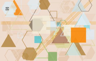 Soyut geometrik doku. Yüzyılın ortalarında, geometrik şekilli, şeffaf ve üst üste binen modern tasarım. Retro renkler. Web sayfası şablonu retro geometri vintage biçimi.