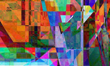 Çok renkli dalgalı desenler üst üste filtrelenmiş şekiller. Canlı ışık efektleri, vitraylı camlar ya da kübizm sanat resimleri. Pazarlama teknolojileri için soyut vektör şablonu.