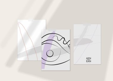 Modern kart seti şablonunda soyut otantik portre. Bir çizgi sürekli çizilmiş karalama vektör çizimi. Modern Kübizm Sanatı tarzında çağdaş kompozisyon. Gölge örtüsüyle ayarlayın.