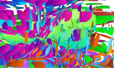 Parlak renkli küçük parçacık patlaması içeren soyut iniş sayfası şablonu. Spor müziği sosyal medya düzeni. Dış uzay hareketli optik sanat dinamik arka planı. Gelecekçi vektör.