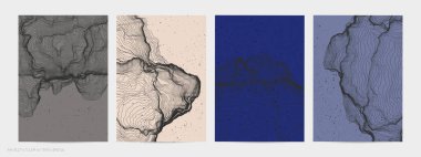 Çok ince bir ağ şekli. Soyut 3D bilgisayar modelleme bilim geometrisi. Gelişigüzel parçacıklarla etkileşen fütüristik ses dalgası. Düz dünyevi arkaplanda büyüyen küf dokusu.