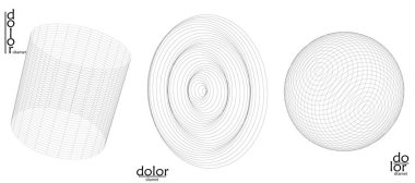 Soyut vektör nesnesi ayarlandı. Geometrik tel çerçeve şeklinin moleküler yapı yapısı. Teknoloji bilgisayar bilimi tasarım elementi. Üç boyutlu dijital modelleme. Optik sanat arkaplanı.